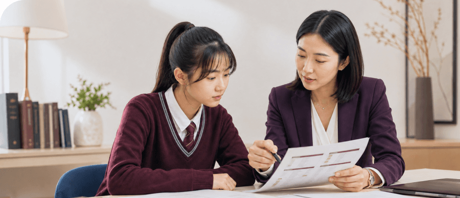 背景评估：导师与学生共同审阅材料